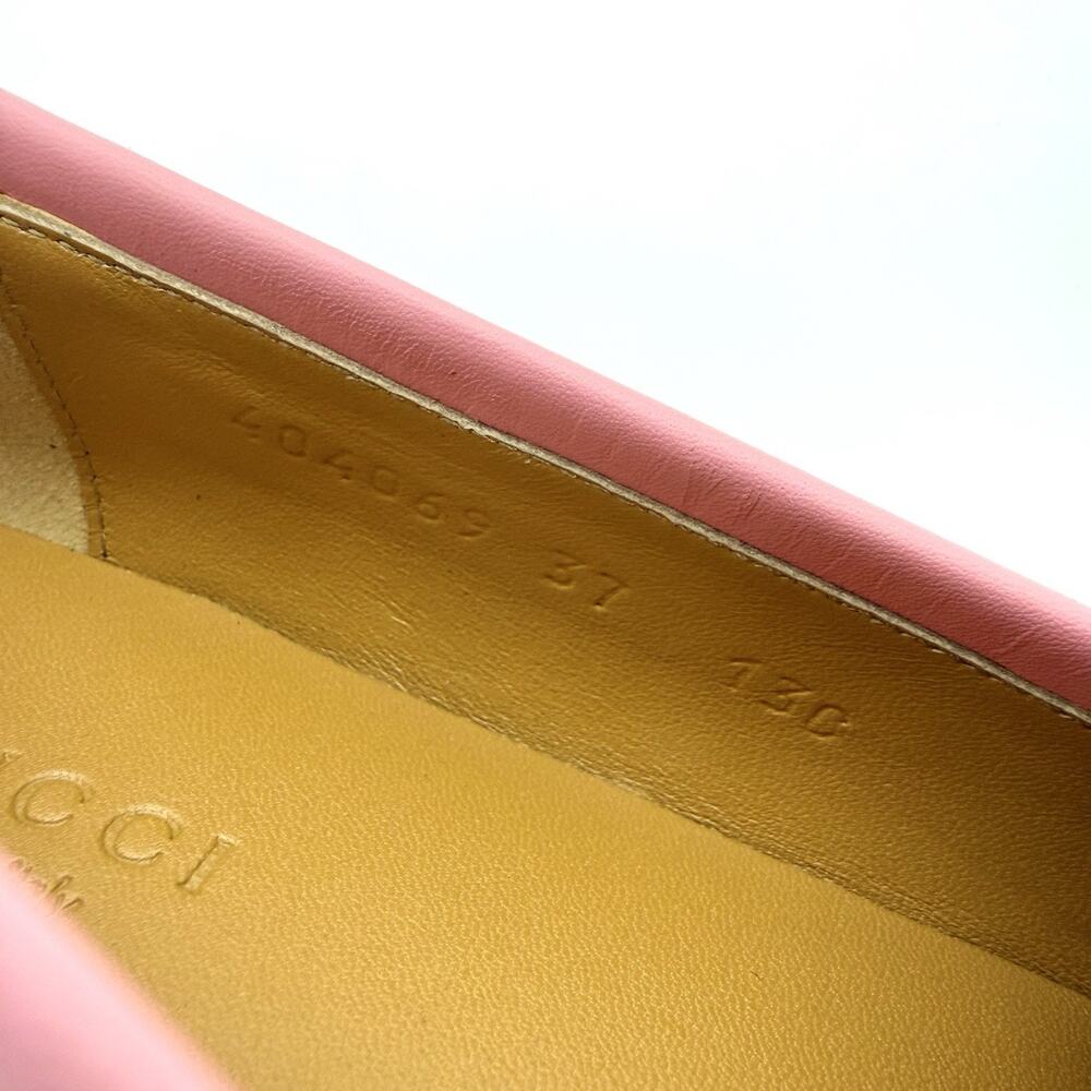 NIB Gucci Jordaan EU 37 US 7 Butterfly Pink Leather Gold Horsebit Flat Loafer - Picture 12 of 15